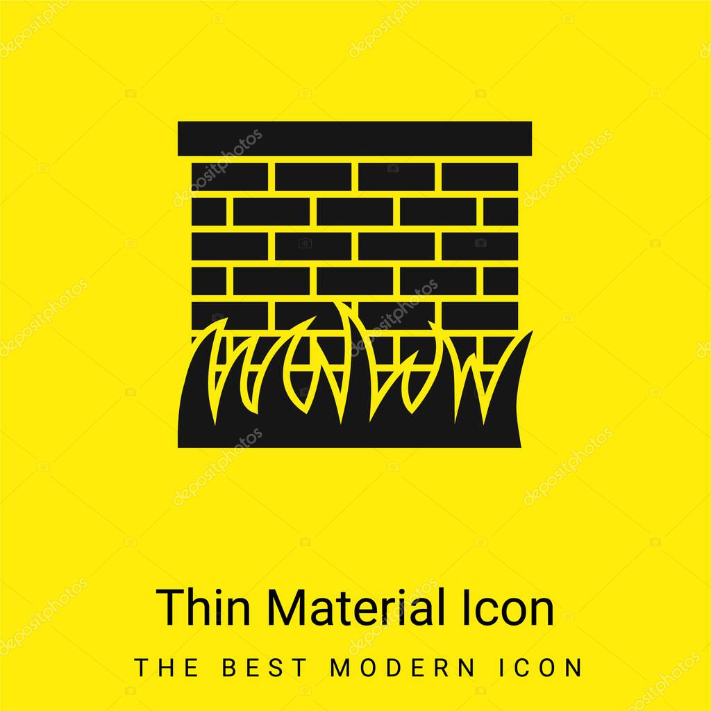 Bricks Wall With Grass Leaves Border minimal bright yellow material icon