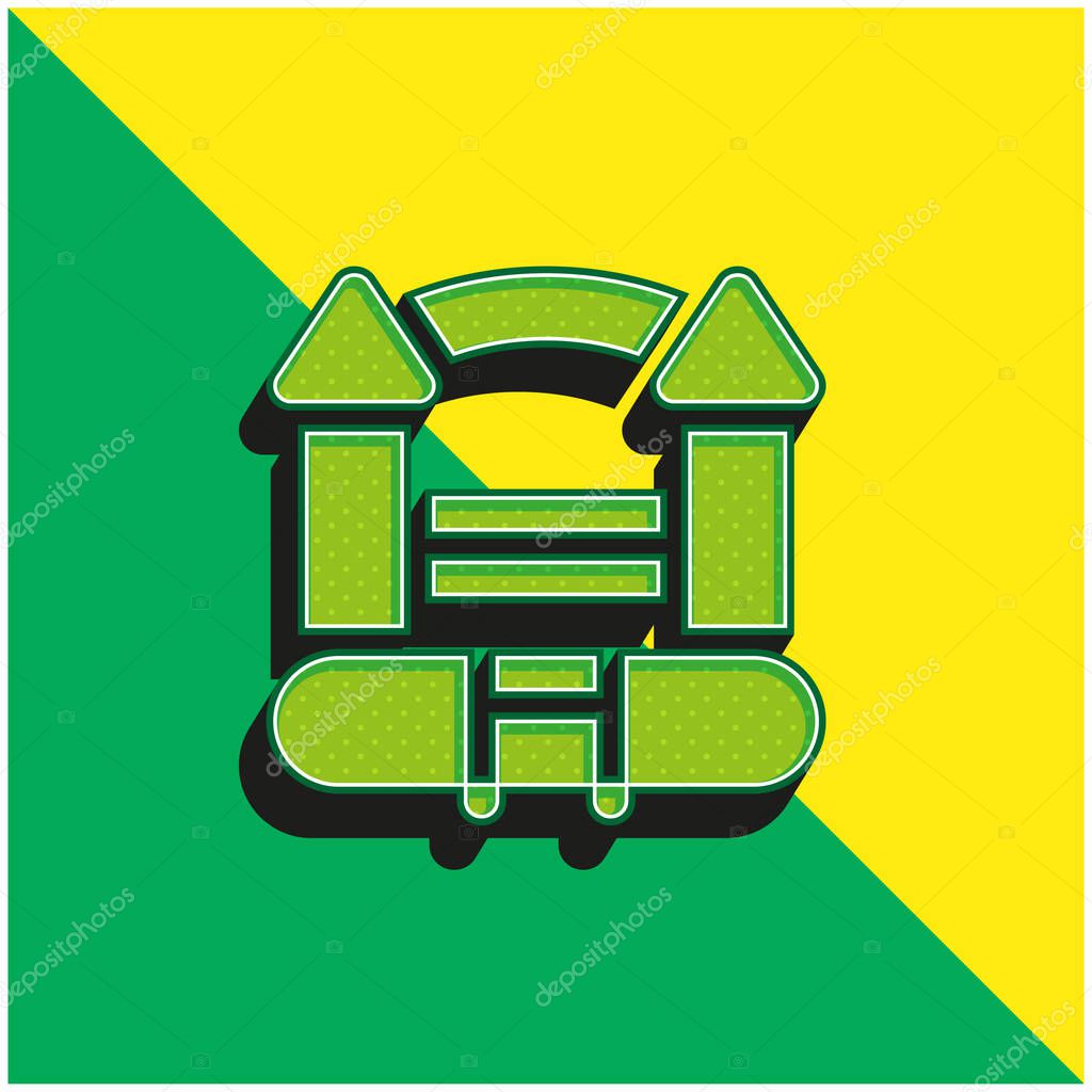 Bouncy Castle Green and yellow modern 3d vector icon logo