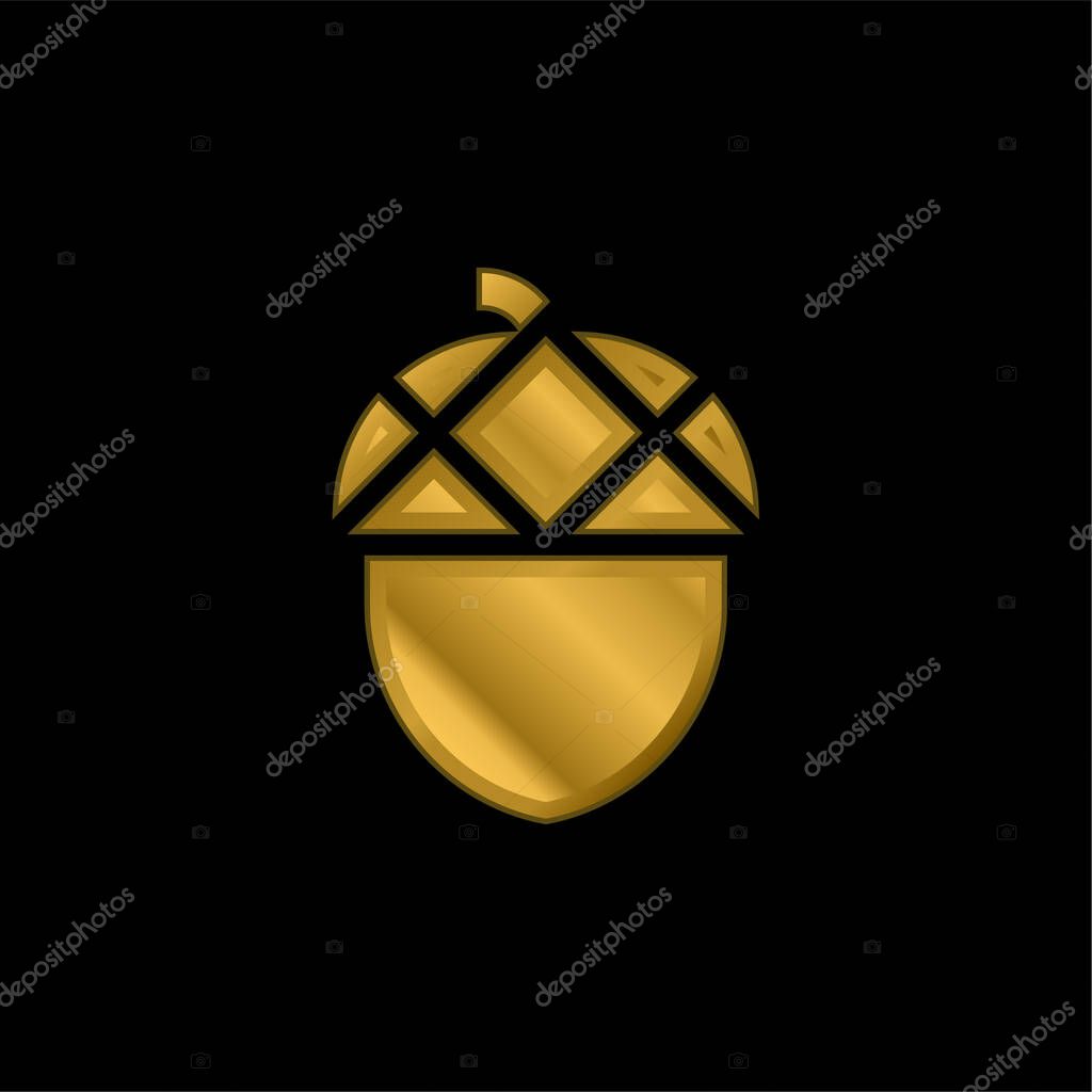 Acorn gold plated metalic icon or logo vector