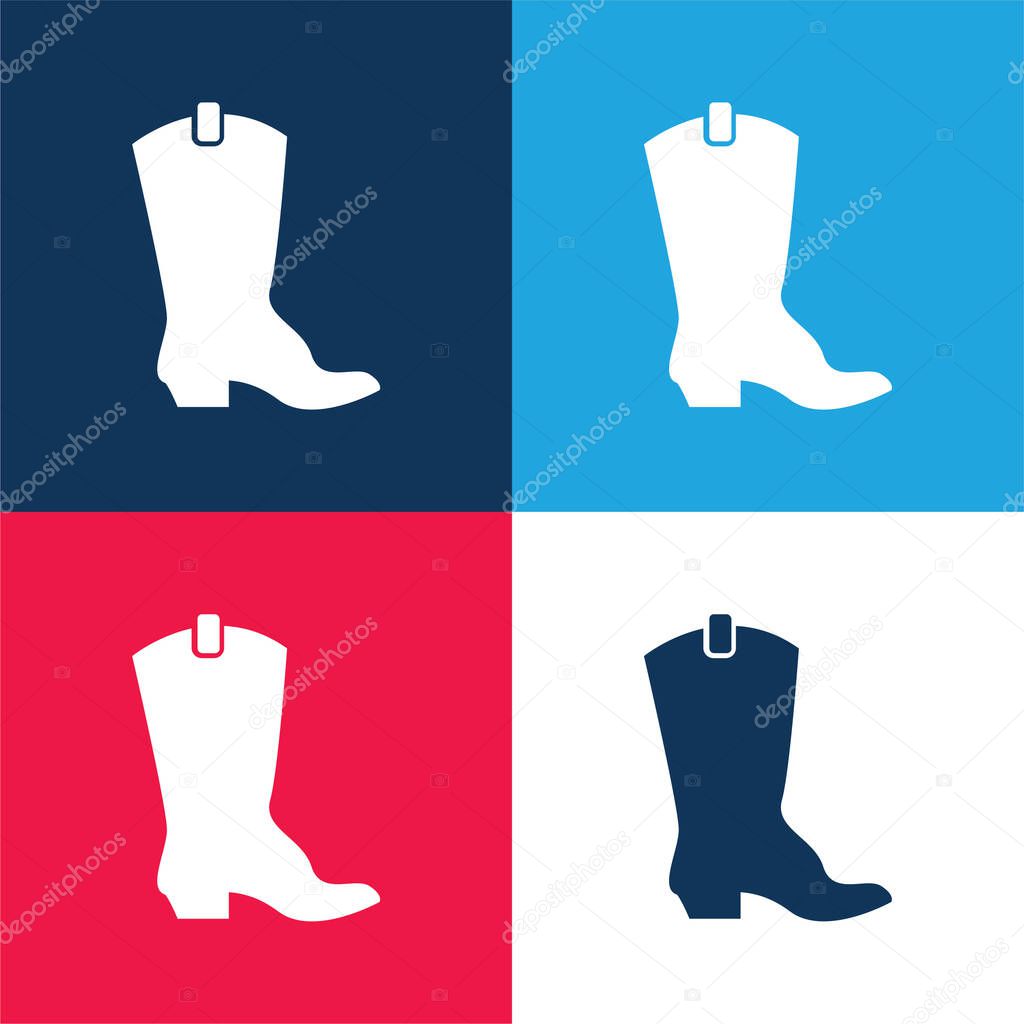 Boot blue and red four color minimal icon set