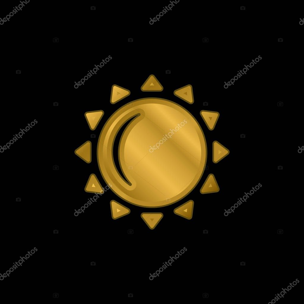 Big Sun gold plated metalic icon or logo vector