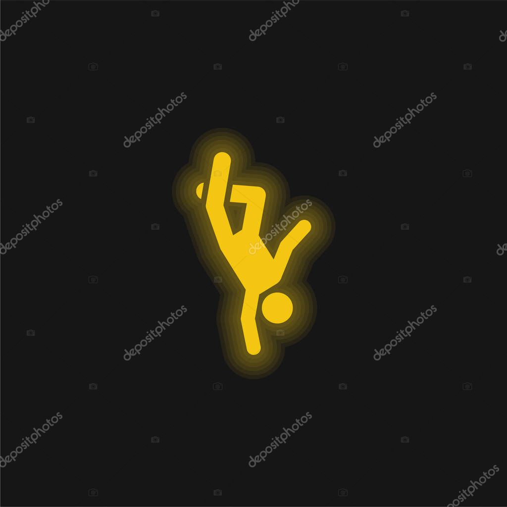 Breakdance yellow glowing neon icon