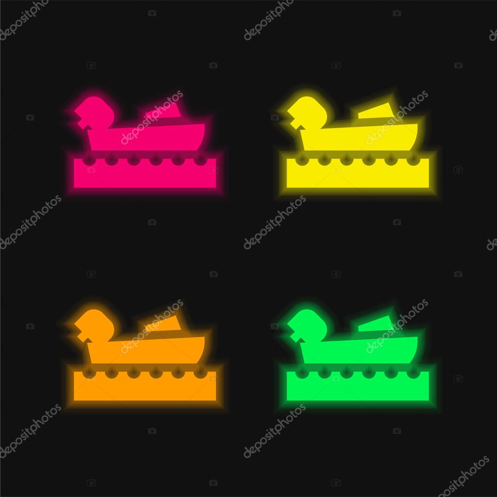 Boating four color glowing neon vector icon