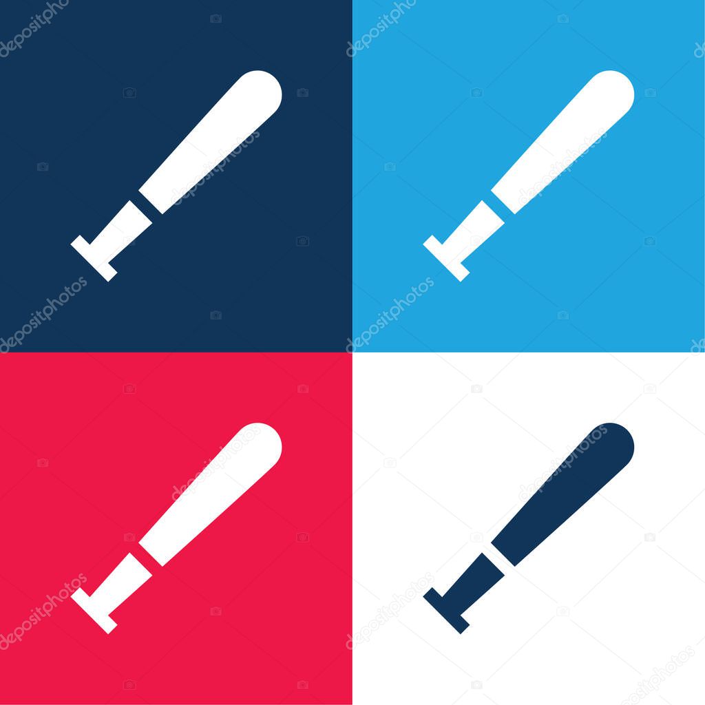 Baseball Bat blue and red four color minimal icon set