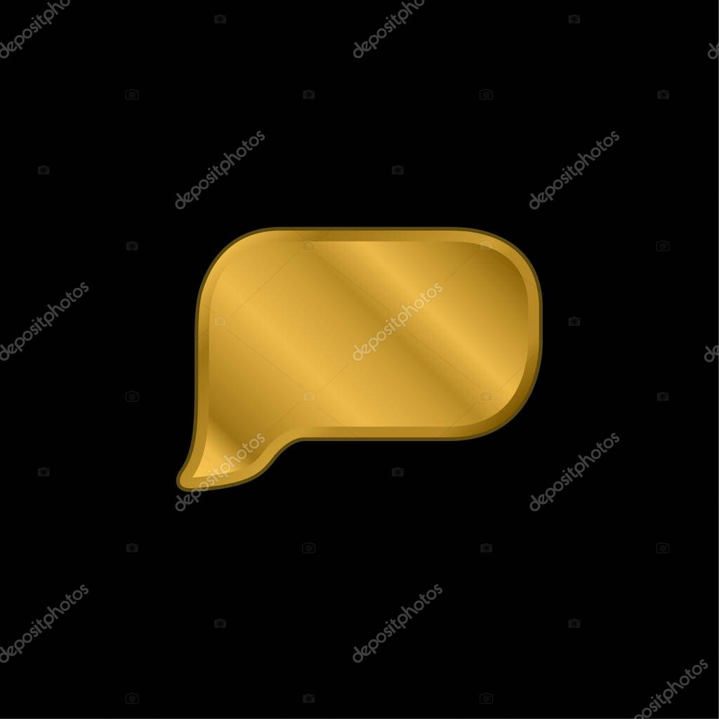 Black Empty Speech Bubble gold plated metalic icon or logo vector