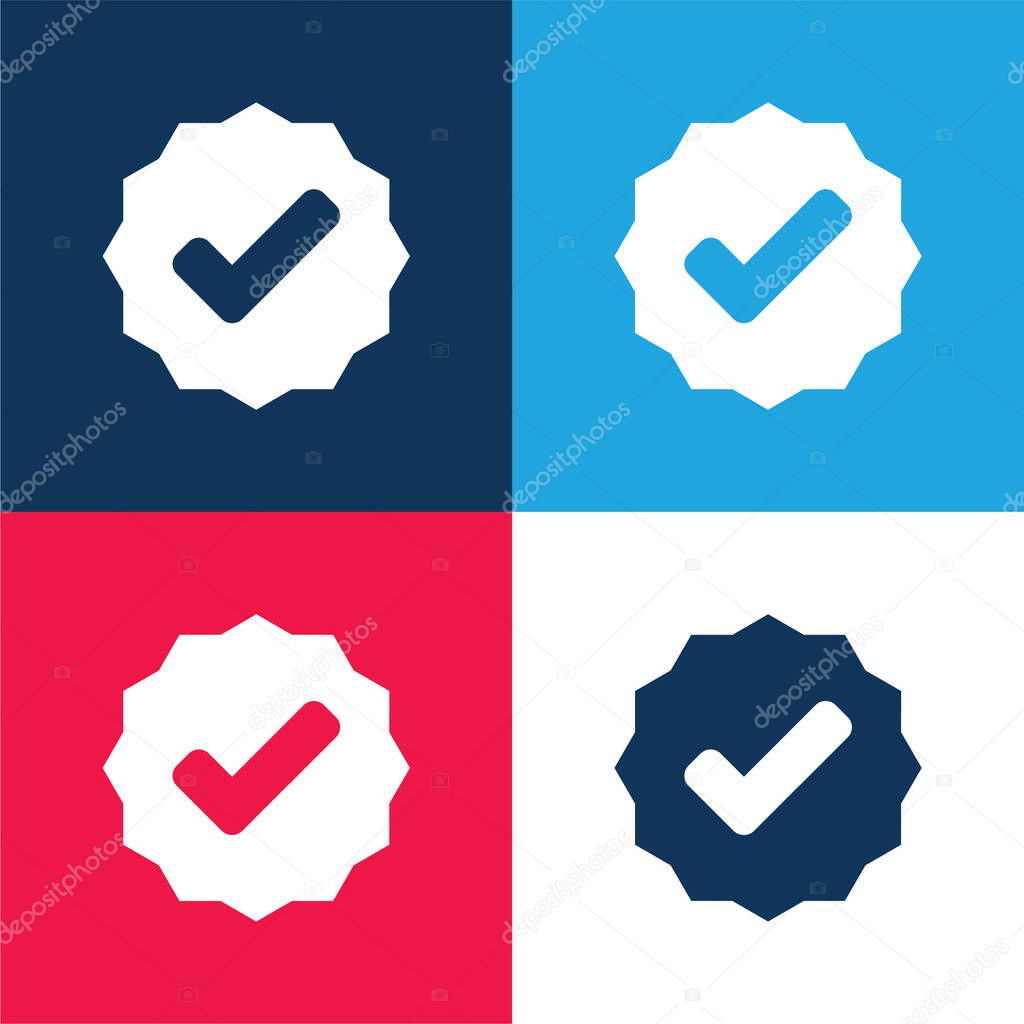 Approved Signal blue and red four color minimal icon set