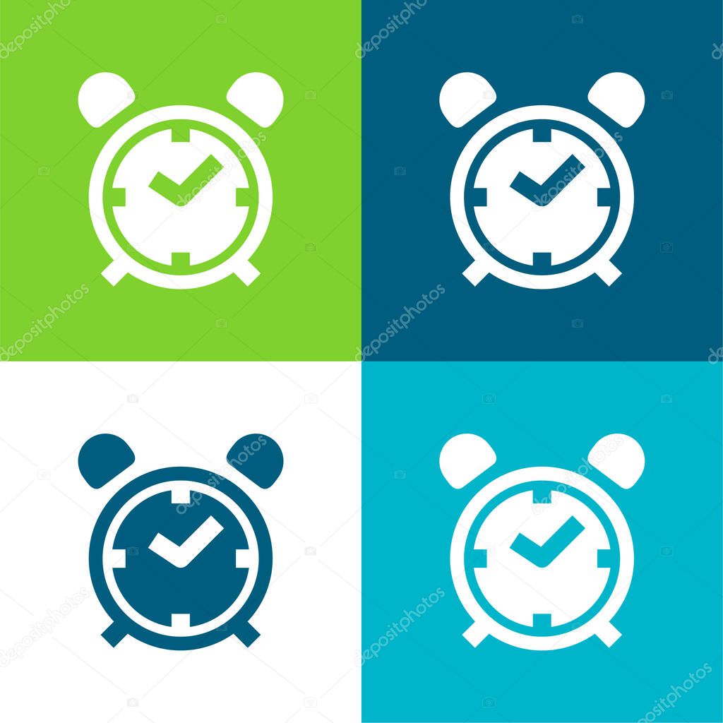 Alarm Clock Flat four color minimal icon set