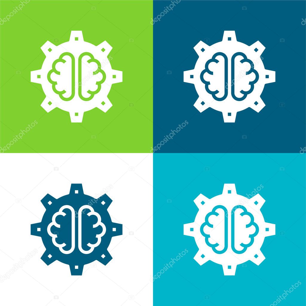 AI Flat four color minimal icon set