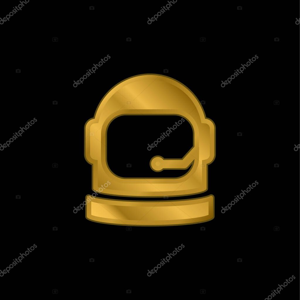 Astronaut Helmet gold plated metalic icon or logo vector