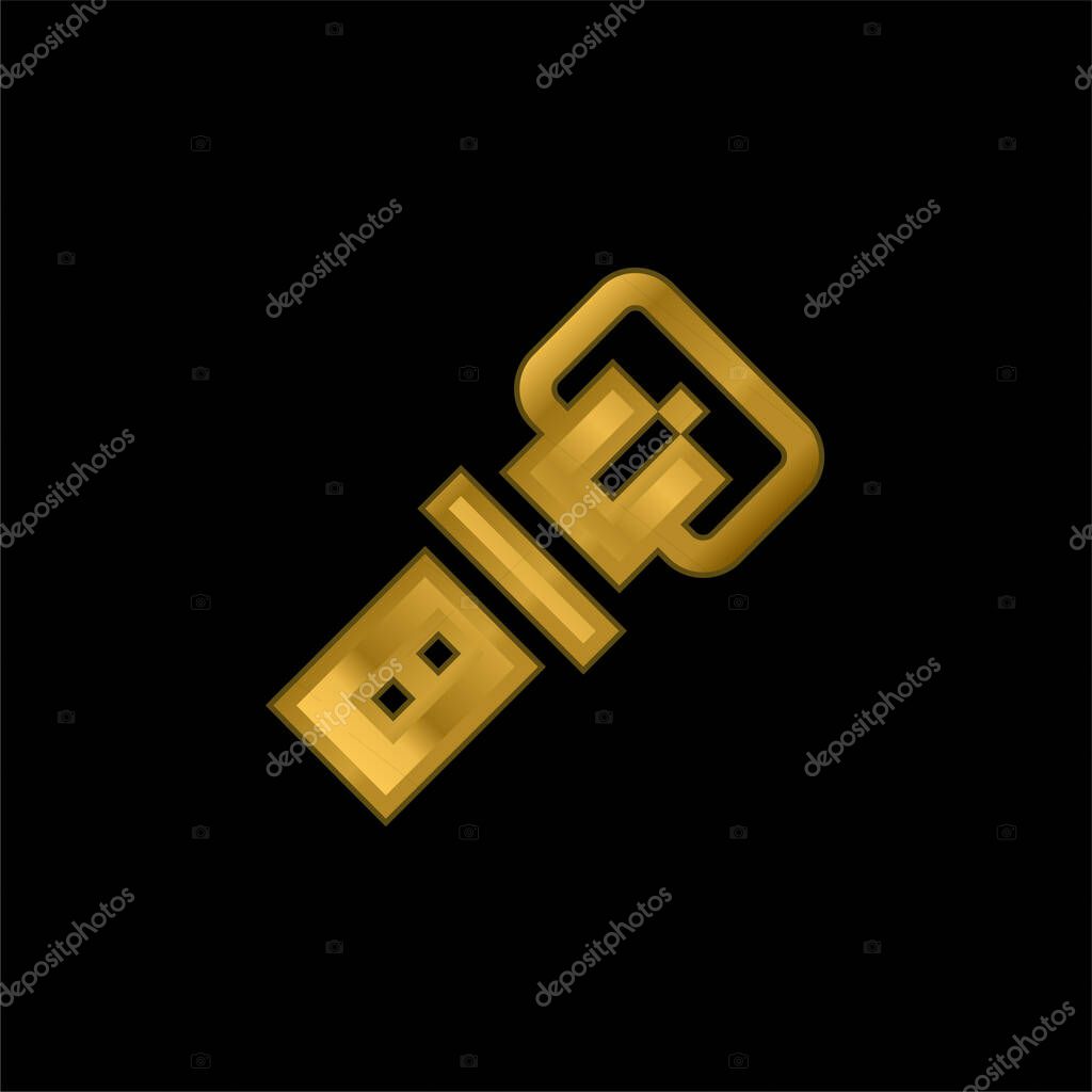 Belt gold plated metalic icon or logo vector