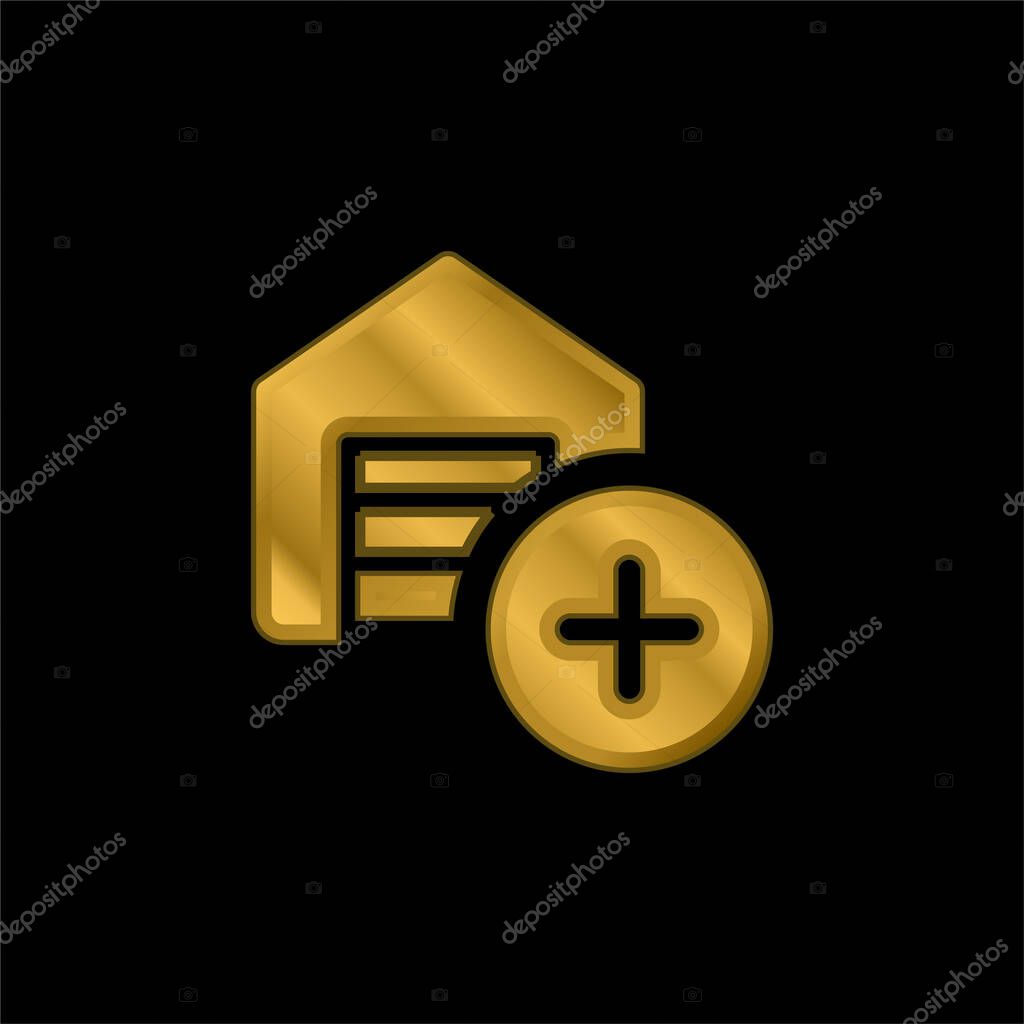 Add gold plated metalic icon or logo vector