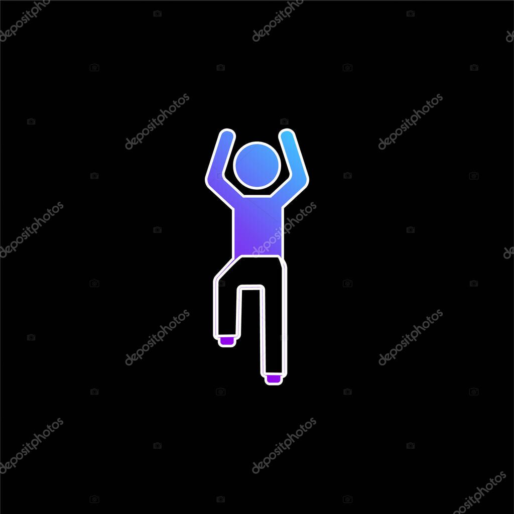 Boy Flexing Arms And One Leg blue gradient vector icon