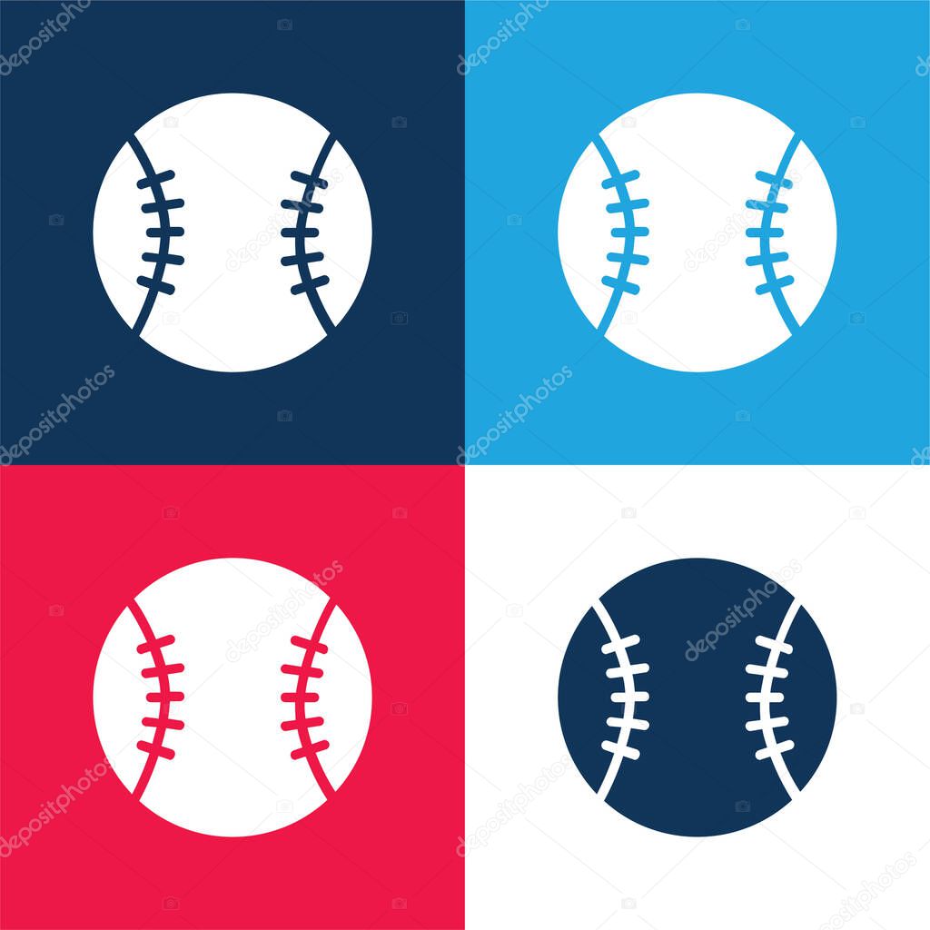 Baseball blue and red four color minimal icon set