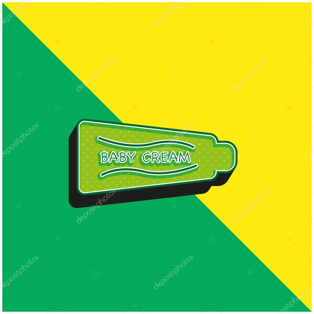 Baby Cream Variant Green and yellow modern 3d vector icon logo