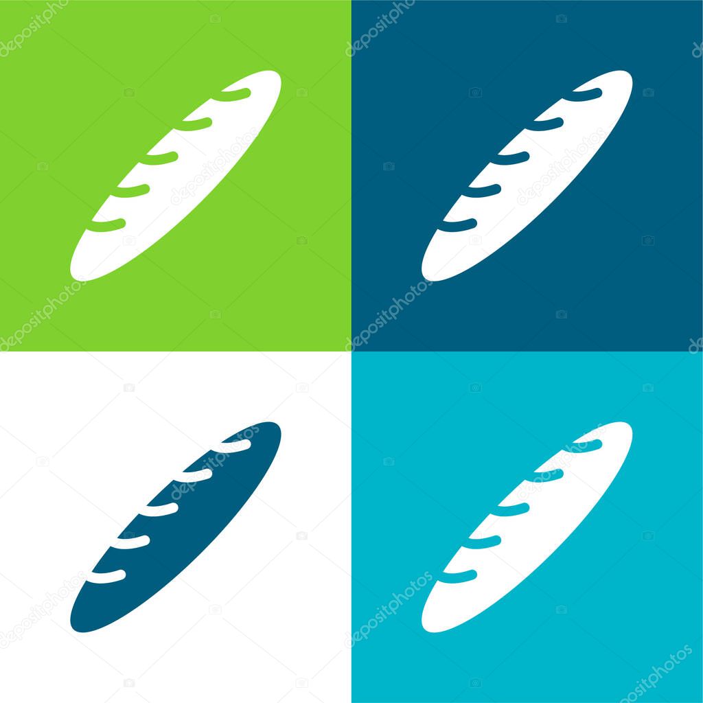 Baguette Flat four color minimal icon set