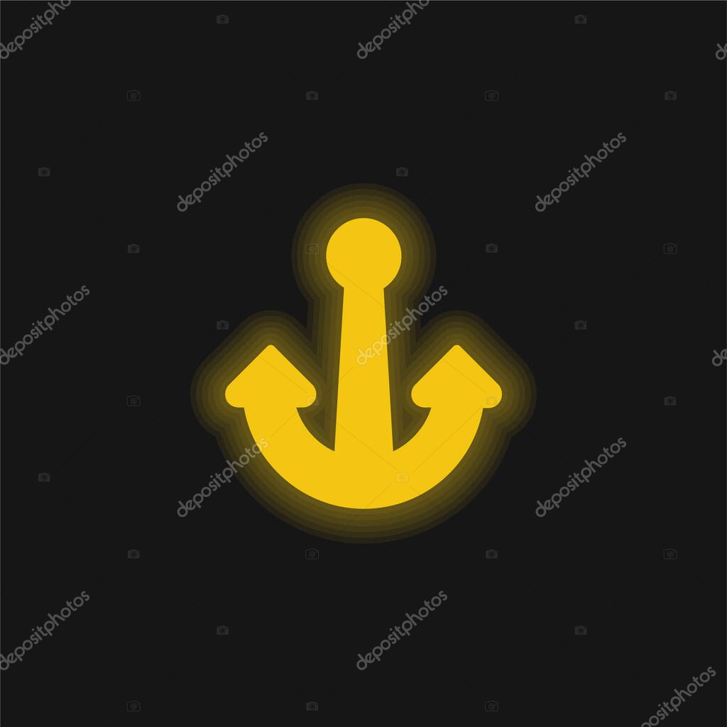 Boat Anchor yellow glowing neon icon
