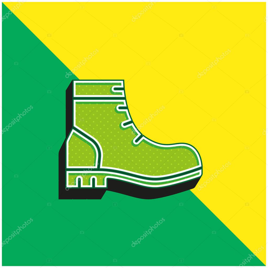 Boots Green and yellow modern 3d vector icon logo