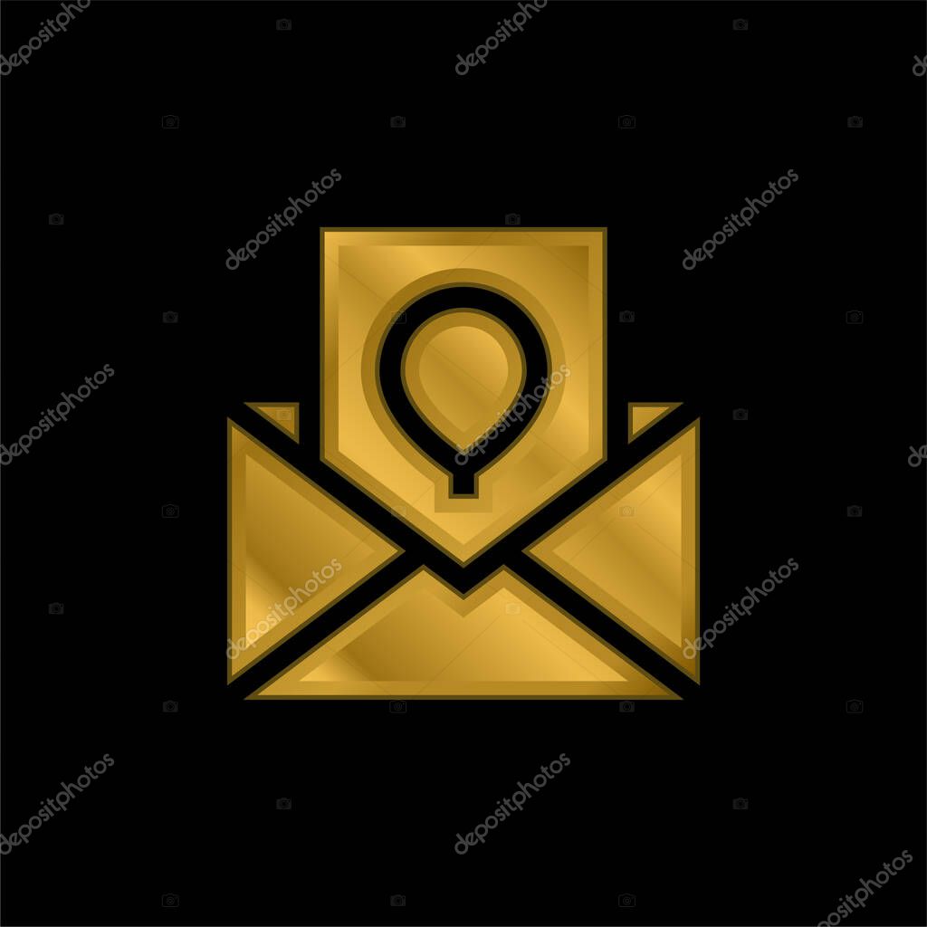 Birthday Card gold plated metalic icon or logo vector