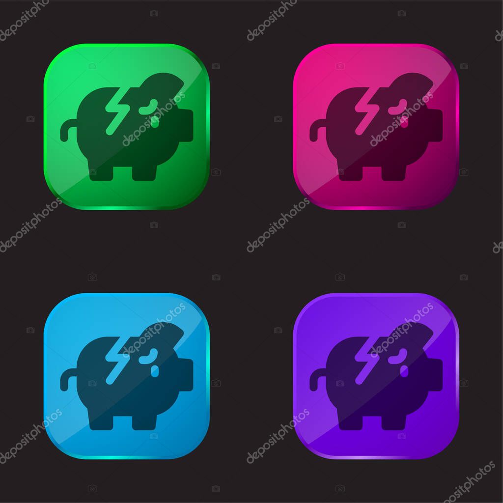 Bankrupt four color glass button icon