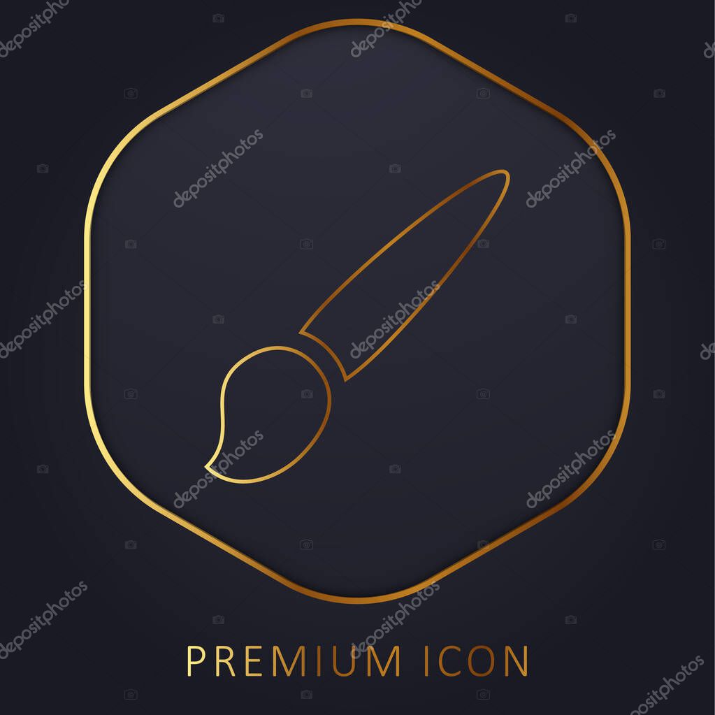 Artist Brush golden line premium logo or icon