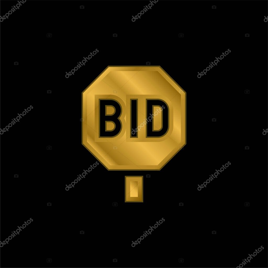 Bidding gold plated metalic icon or logo vector