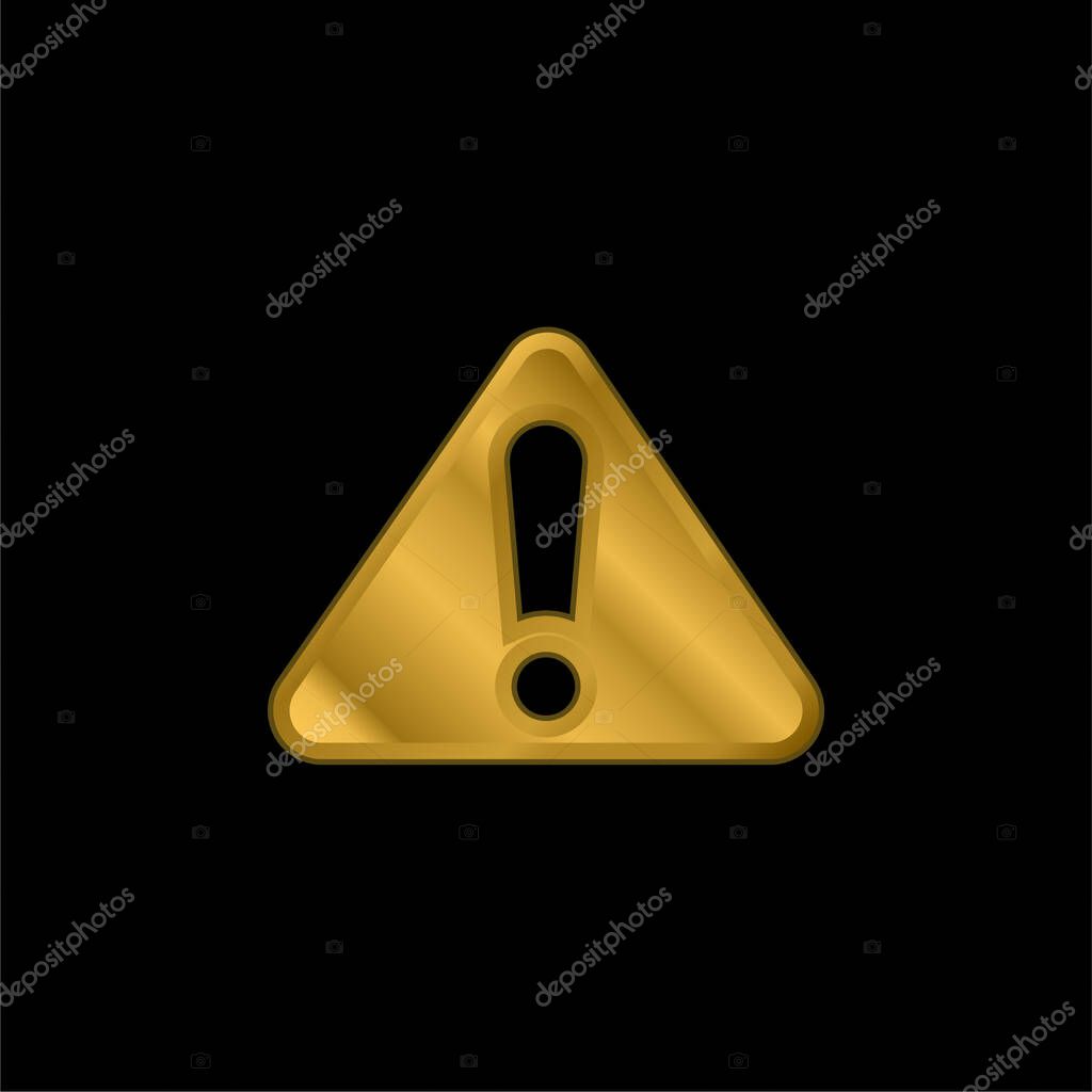 Alert Sign gold plated metalic icon or logo vector