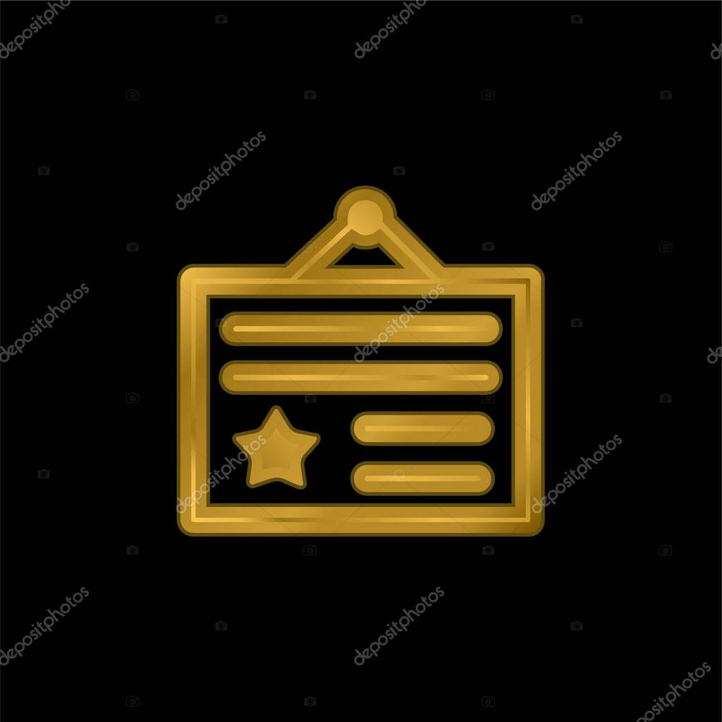 Award Certificate gold plated metalic icon or logo vector
