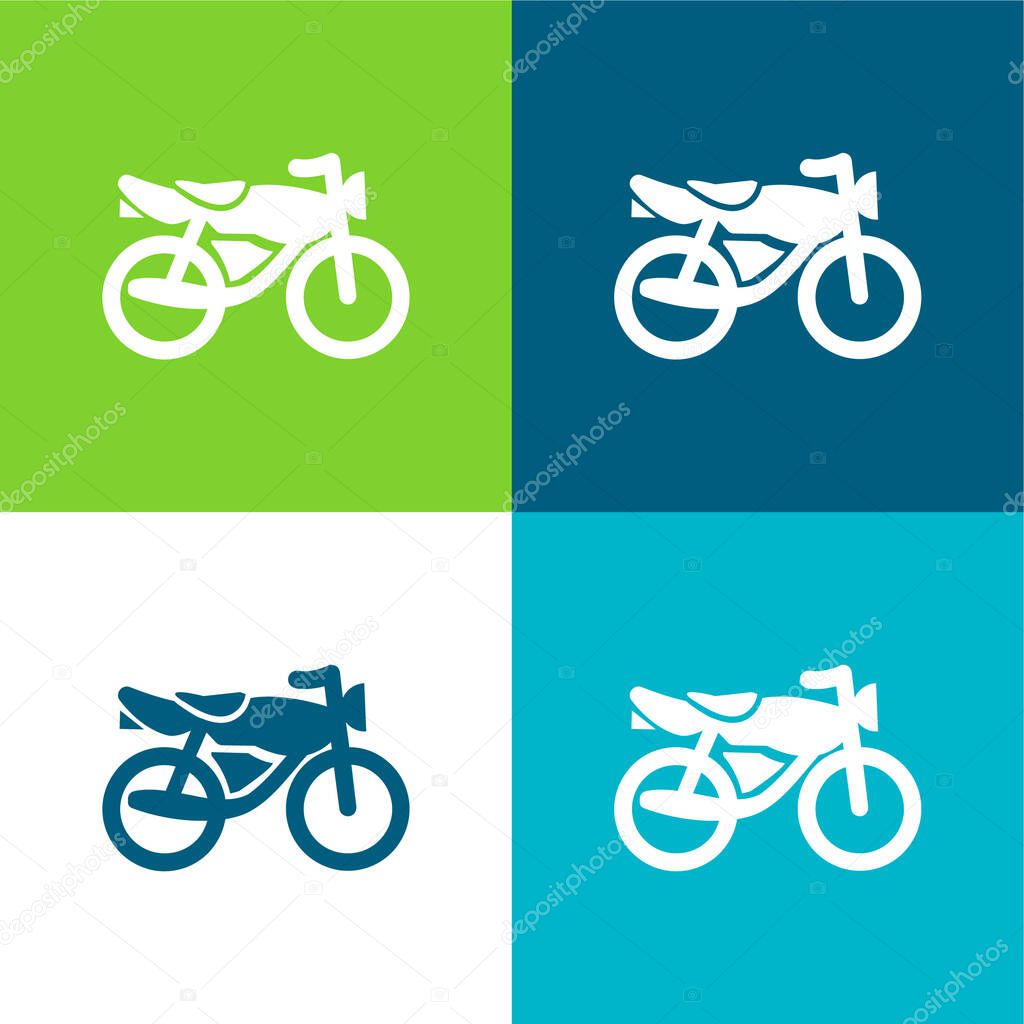 Black Motorbike Flat four color minimal icon set