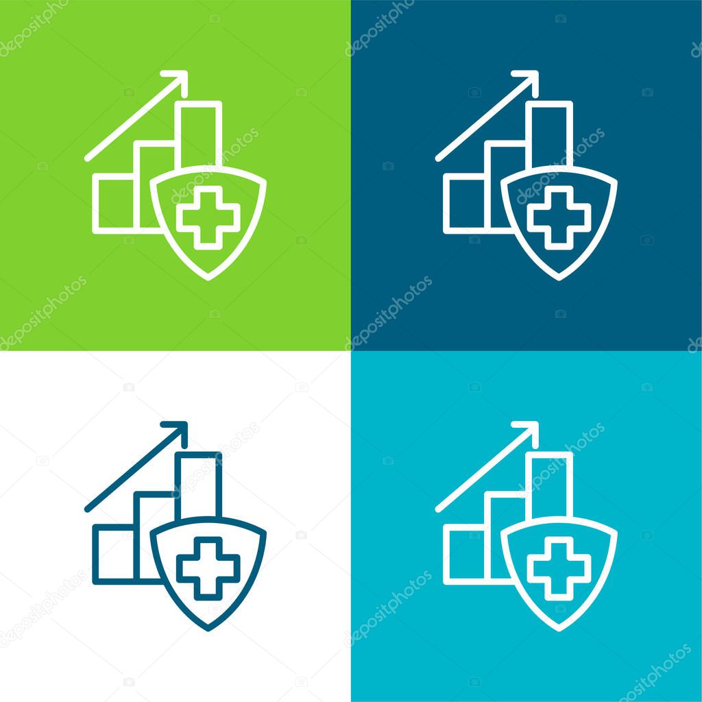 Bar Graph With A Cross Flat four color minimal icon set