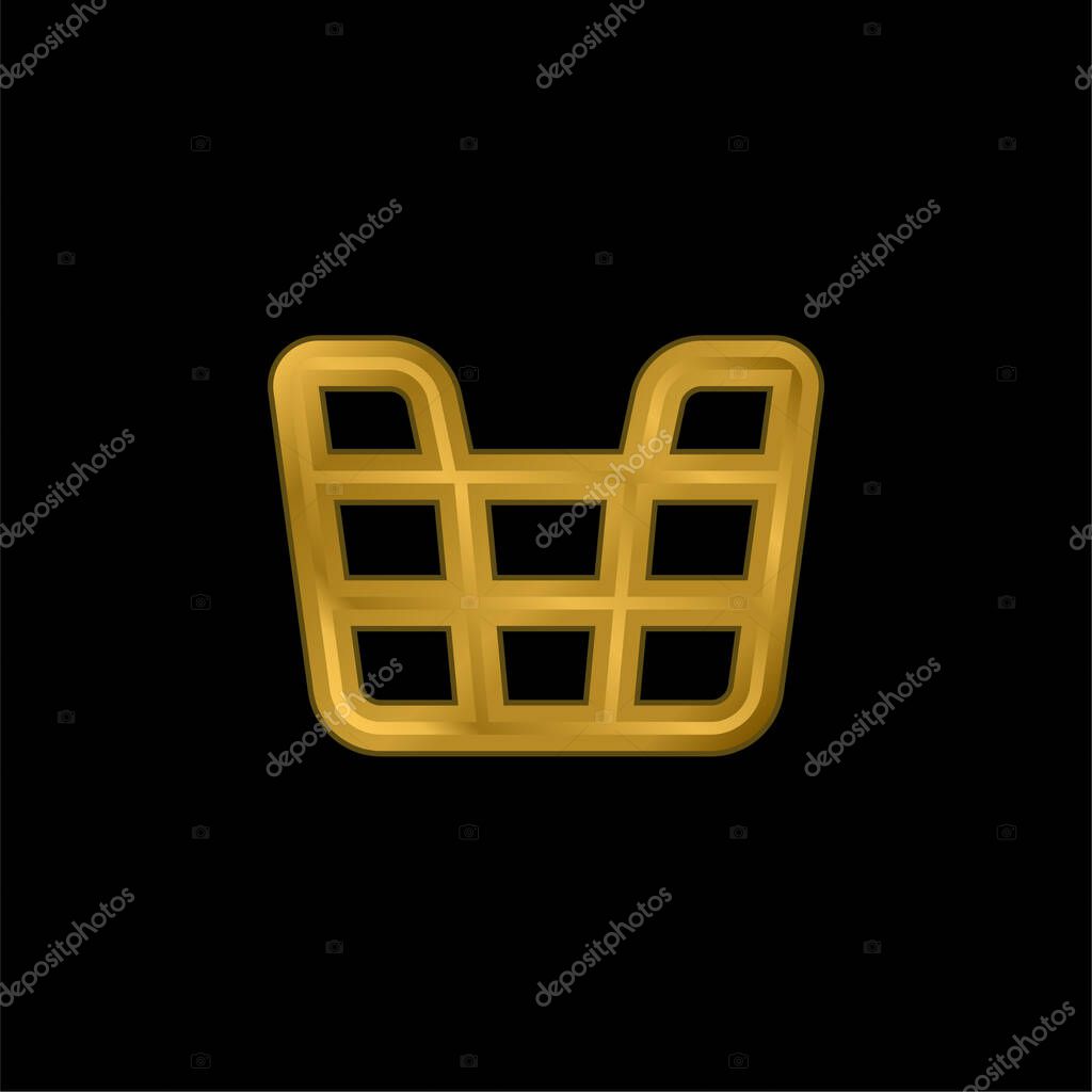 Basket gold plated metalic icon or logo vector