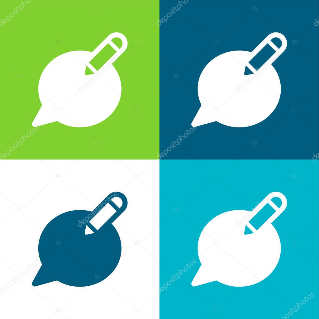 Add Text Flat four color minimal icon set