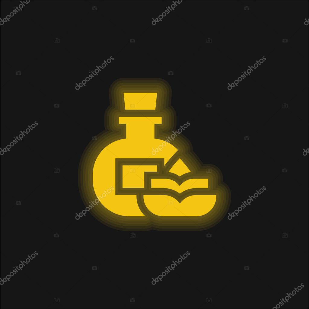 Aromatherapy yellow glowing neon icon
