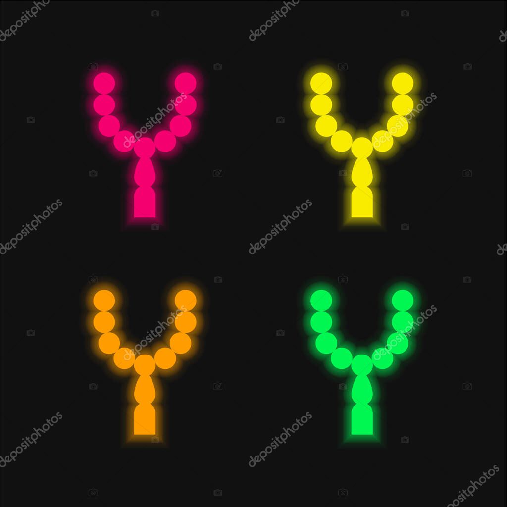 Beads four color glowing neon vector icon