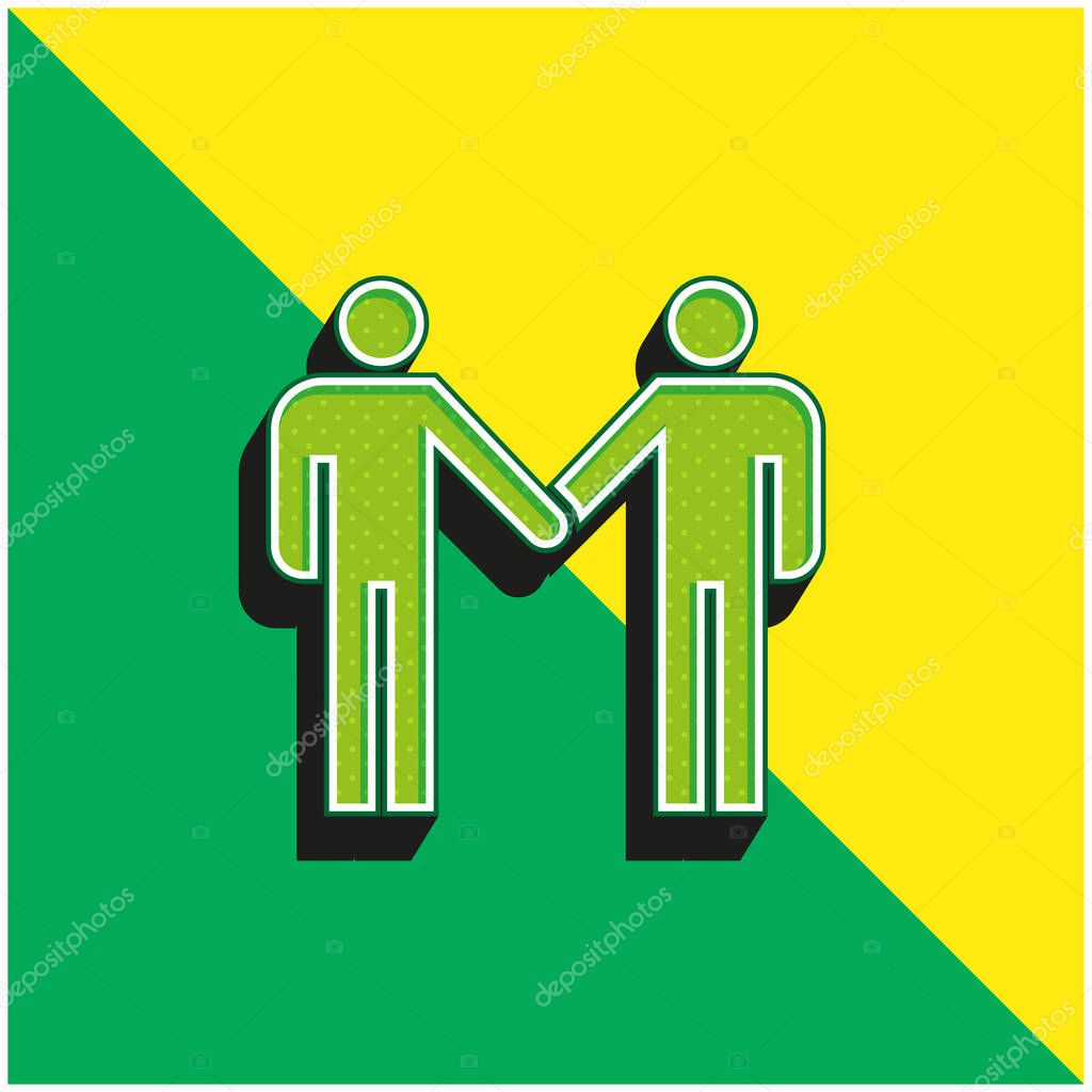 Agreement Green and yellow modern 3d vector icon logo