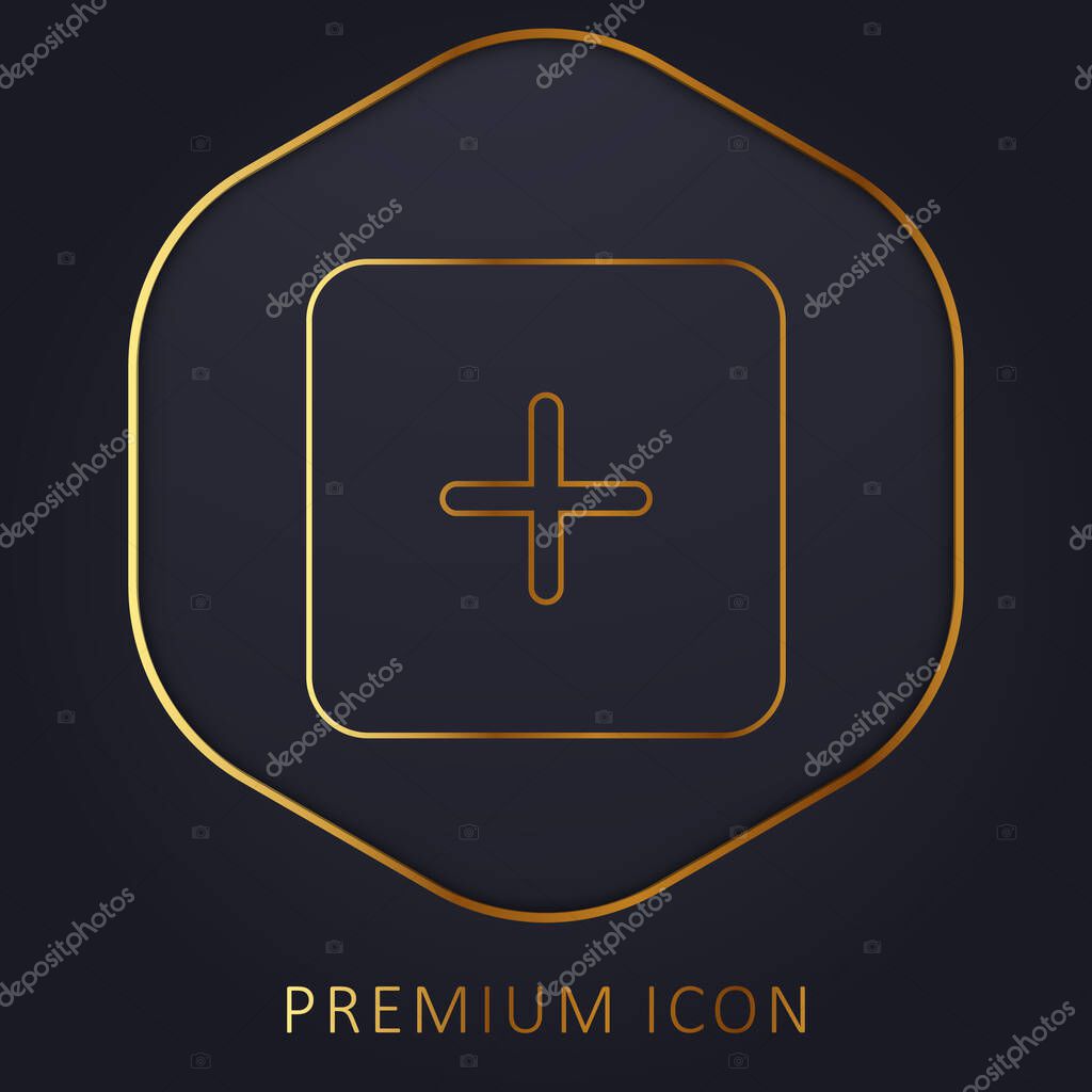 Adding Black Square Button Interface Symbol golden line premium logo or icon