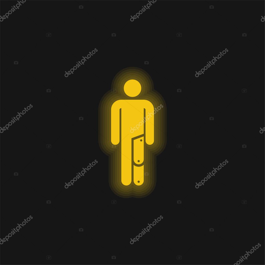 Amputee yellow glowing neon icon