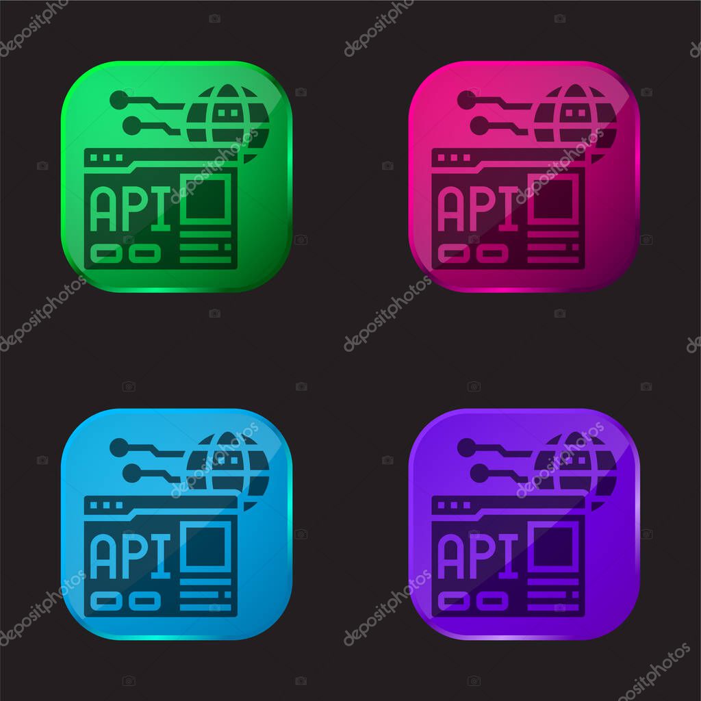 Api four color glass button icon