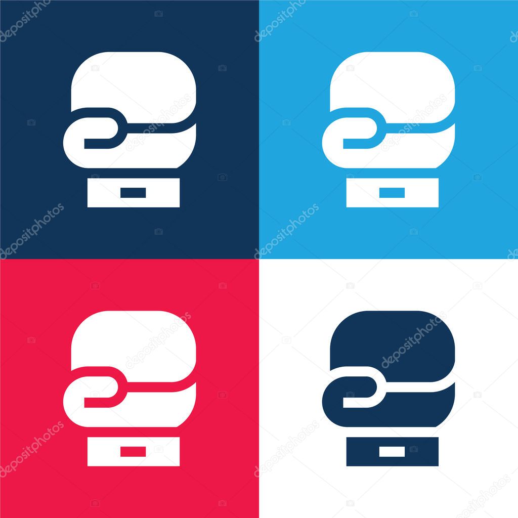 Boxing blue and red four color minimal icon set