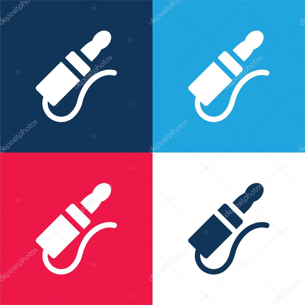 Audio Jack blue and red four color minimal icon set