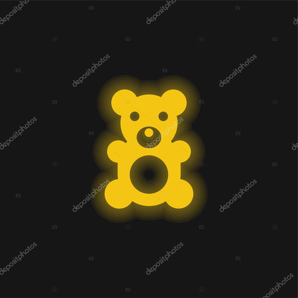 Bear yellow glowing neon icon