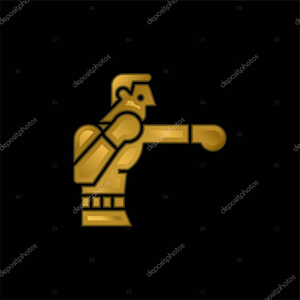 Boxing gold plated metalic icon or logo vector