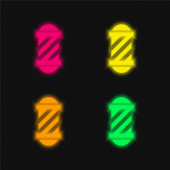 Barber Pole négy színű izzó neon vektor ikon