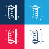 Barber Pole kék és piros négy szín minimális ikon készlet