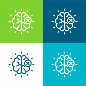 Brain Flat Minimal Icon Set mit vier Farben