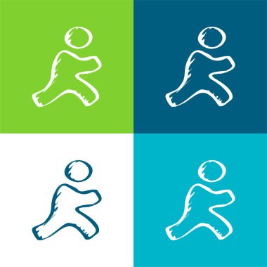 AOL Çizilmiş Logo Değişkeni Düz 4 renk minimal simgesi