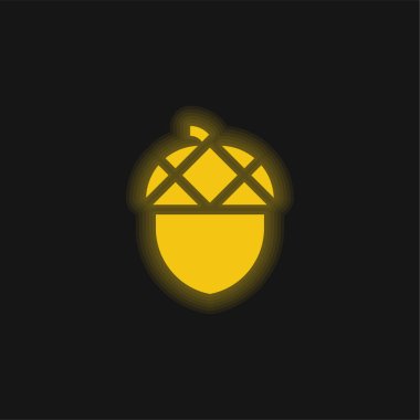 Acorn yellow glowing neon icon clipart