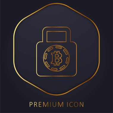 Bitcoin Güvenlik Sembolü Altın Hat prim logosu veya simgesi