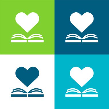 Kitap Düz 4 renk minimal simgesi seti