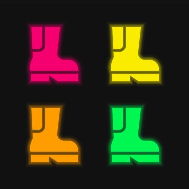 Boot four color glowing neon vector icon clipart