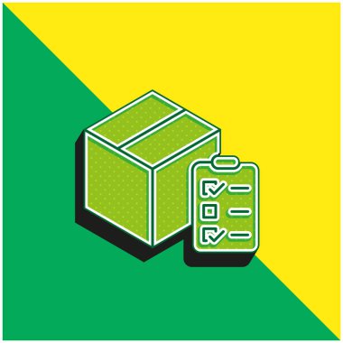 Kutu Yeşil ve Sarı Modern 3D vektör simgesi logosu